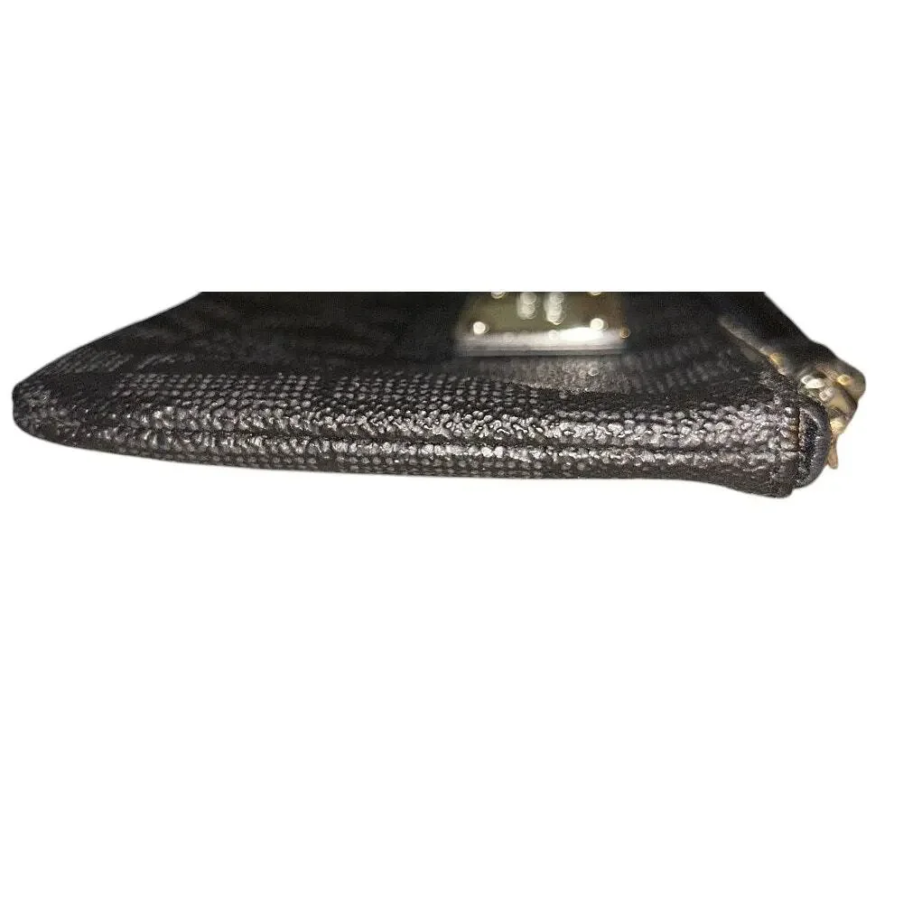 Michael Kors Signature Jet Set Travel Small Black Leather Wristlet
